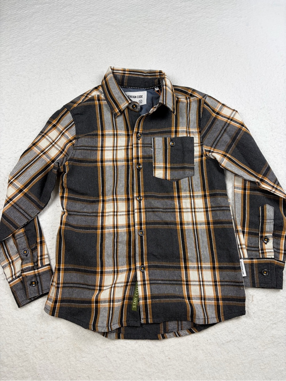 Sovereign Code Boys Plaid Flannel Button Down Shirt NWT Size 6